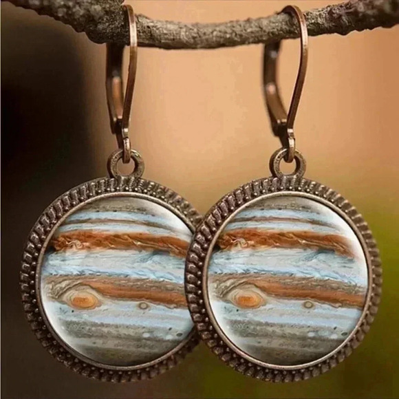 Nebula Print Bronze Earrings - Picture 1 of 3